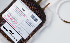 Coffee in a blood bag