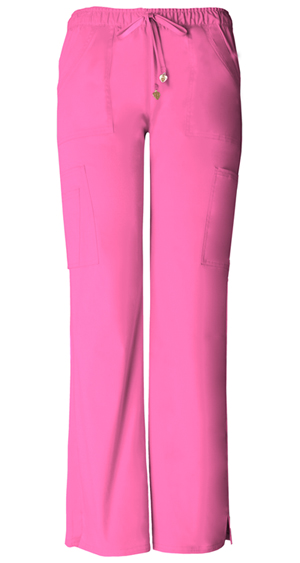 Low-Rise Drawstring Cargo Pant in Pink Party