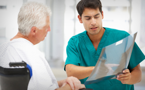 Male nurse with elderly patient