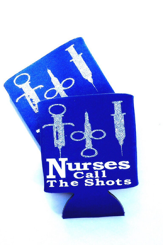 blue nurse koozie