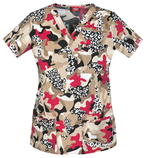 fall camo scrubs top