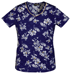 navy floral scrubs top